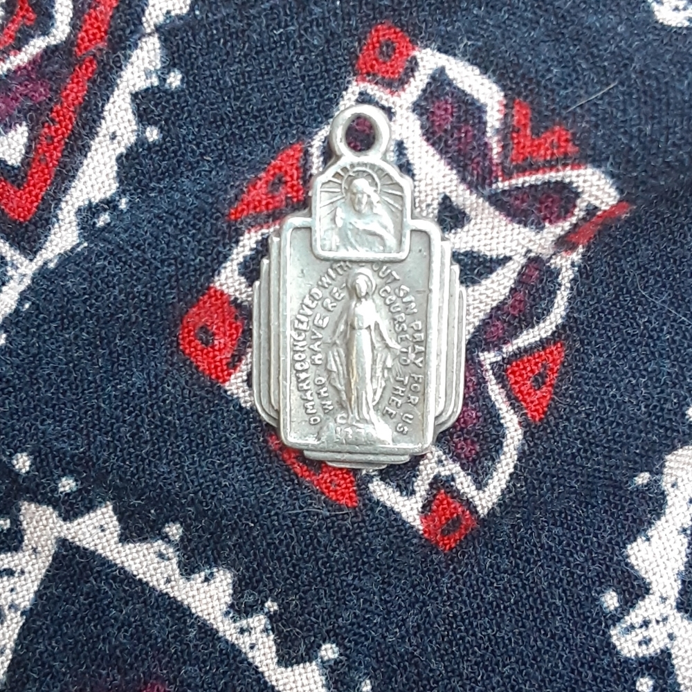 Vintage Sterling Silver Miraculous Mary Medal